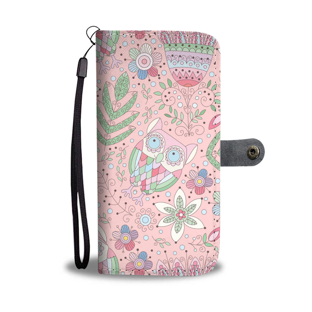 Floral Owl Phone Wallet Case