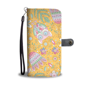 Dark Peach Yellow Floral Owl Pattern Case